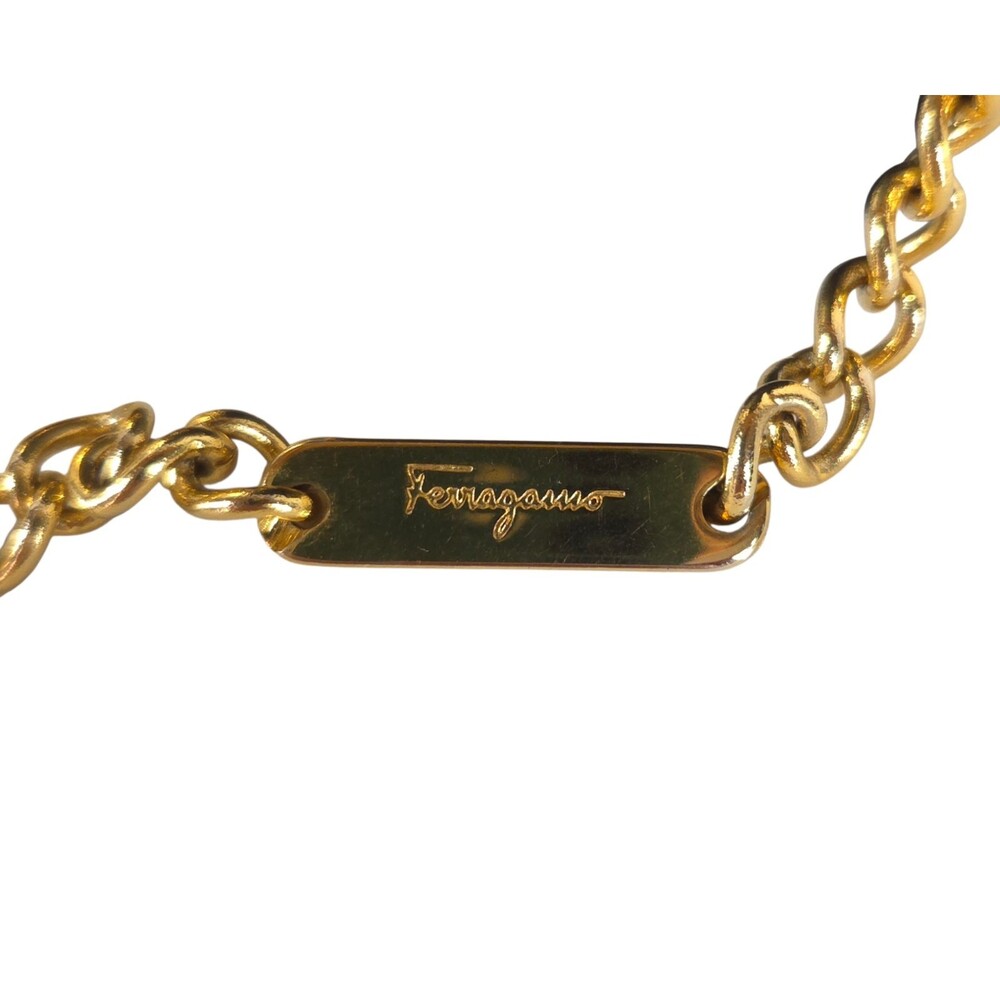 Vintage Salvatore Ferragamo Horseshoe Chain Flap Bag OS Women Black Leather Rare - Picture 2 of 11